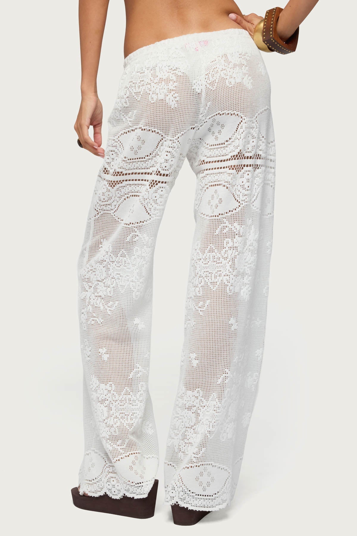 Milaya Sheer Crochet Straight Leg Trousers