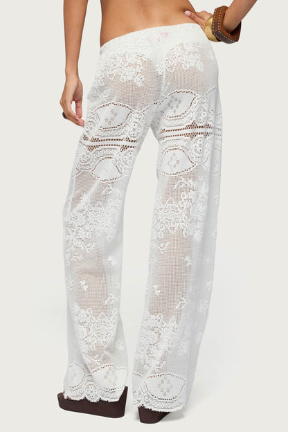 Milaya Sheer Crochet Straight Leg Trousers