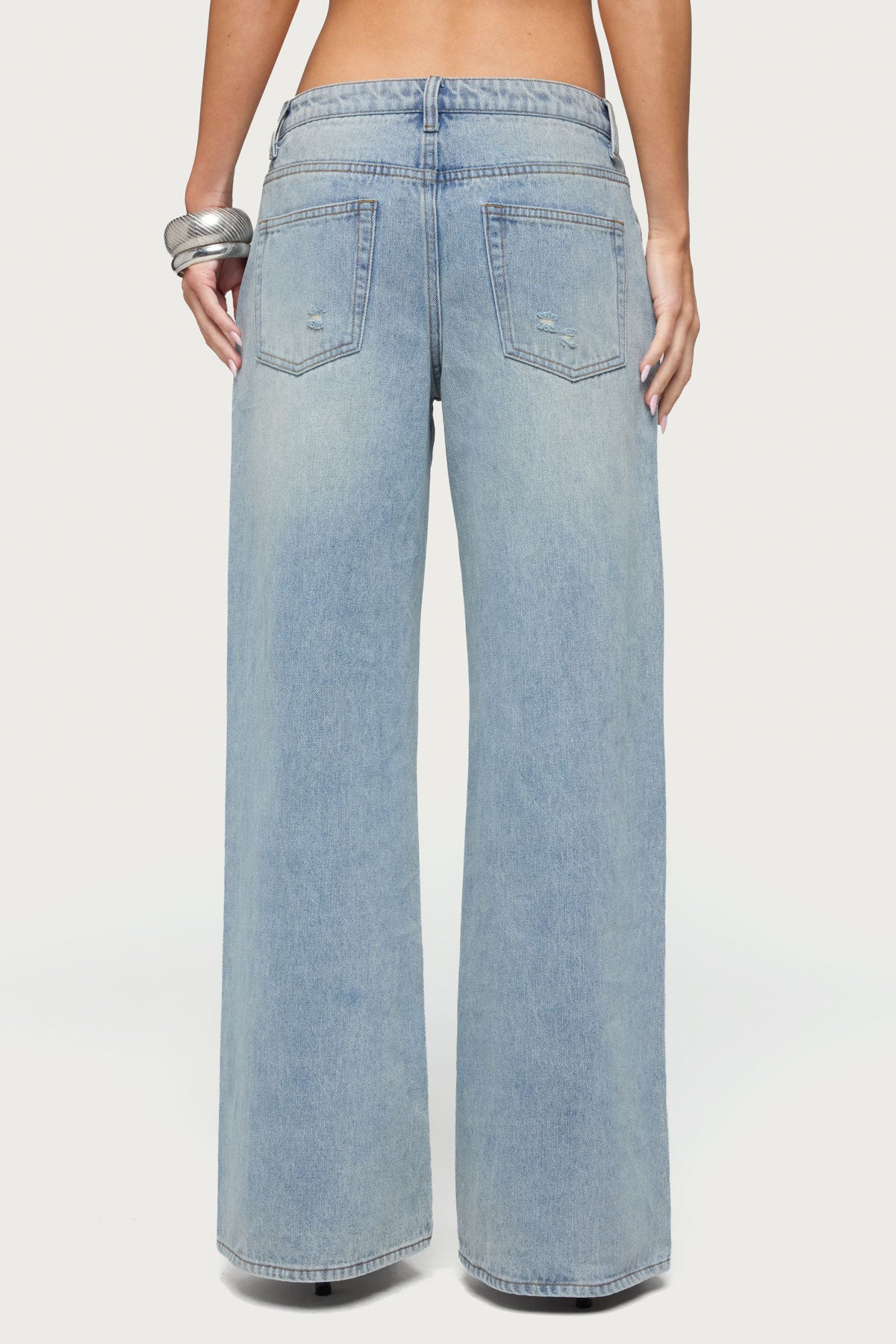 Ellah Distressed Low Rise Baggy Jeans