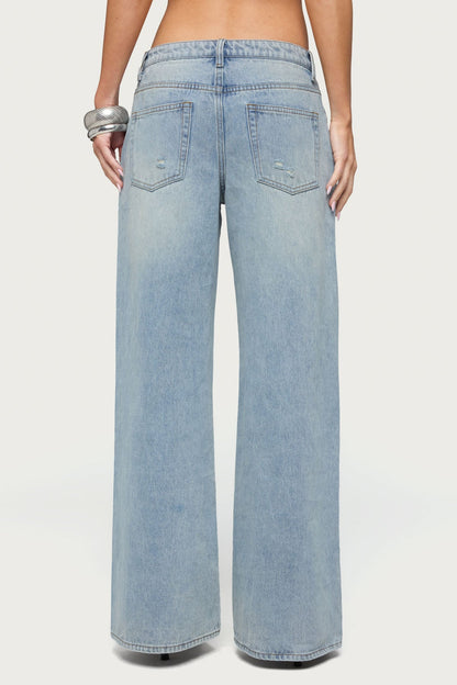 Ellah Distressed Low Rise Baggy Jeans