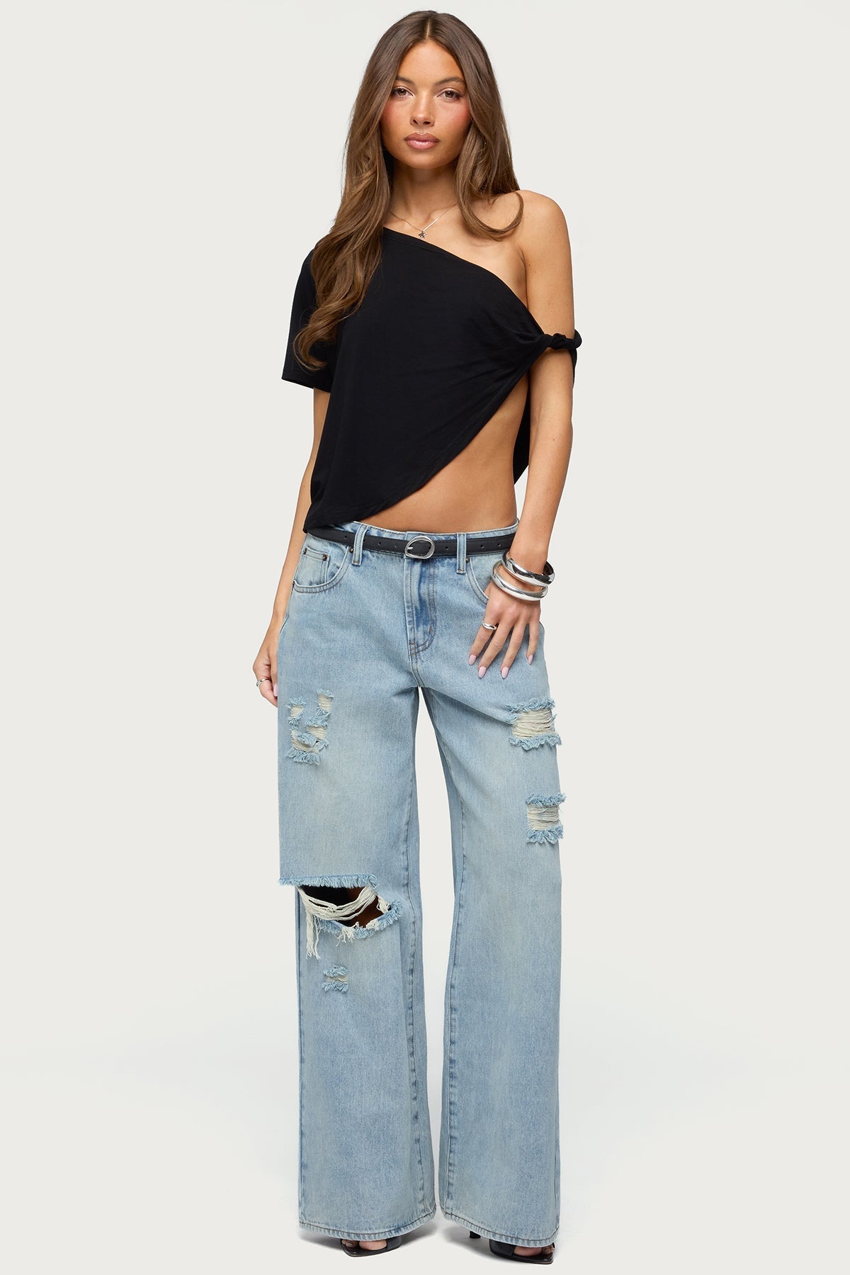 Ellah Distressed Low Rise Baggy Jeans