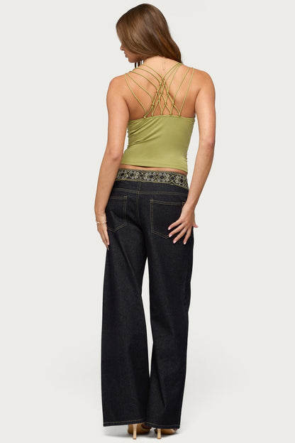 Vinney Strappy Bead V Neck Top