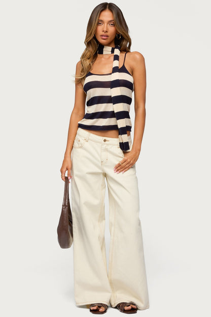 Striped Two Piece Scarf Tank Top