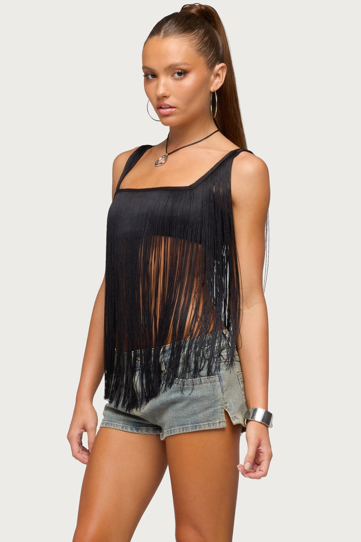 Eranthe Fringed Crop Top