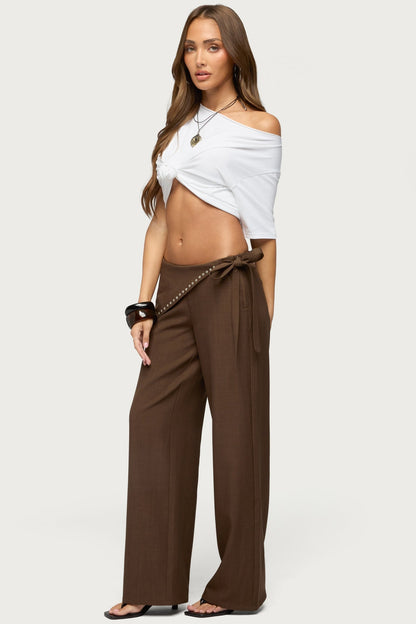 Avery Studded Foldover Straight Leg Trousers