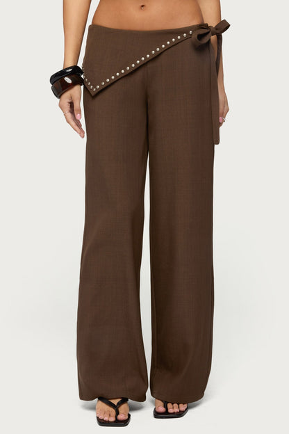 Avery Studded Foldover Straight Leg Trousers