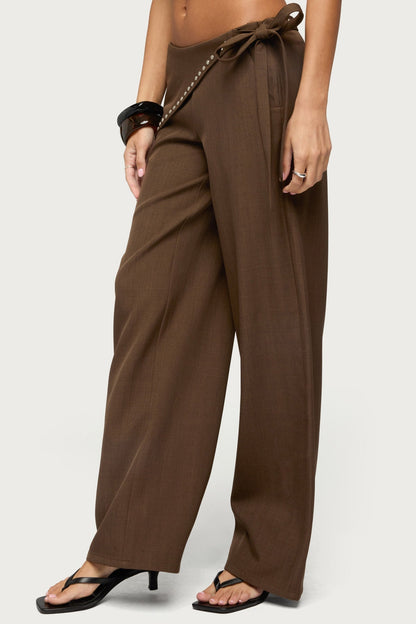 Avery Studded Foldover Straight Leg Trousers