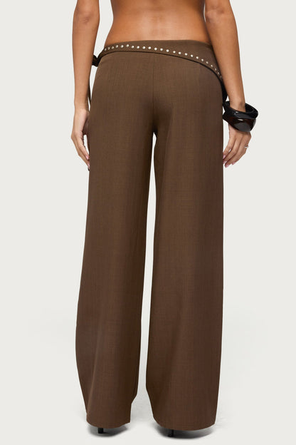 Avery Studded Foldover Straight Leg Trousers