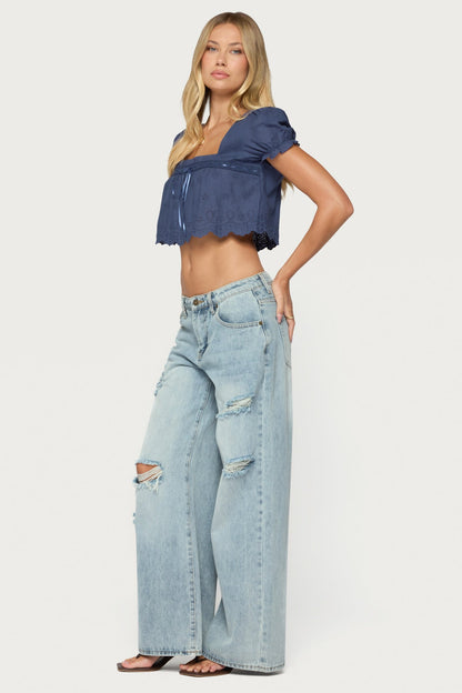 Joeli Cotton Eyelet Crop Top