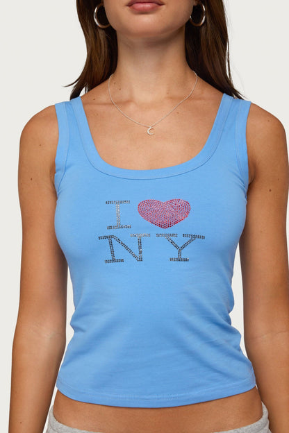 I Heart NY Rhinestone Tank Top