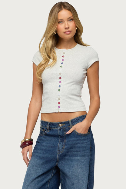 Cary Mixed Button Up T Shirt