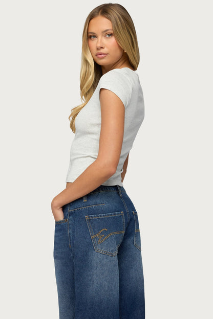 Cary Mixed Button Up T Shirt