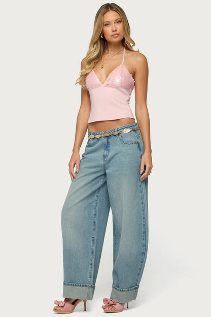 Katelyn Sequin Halter Top