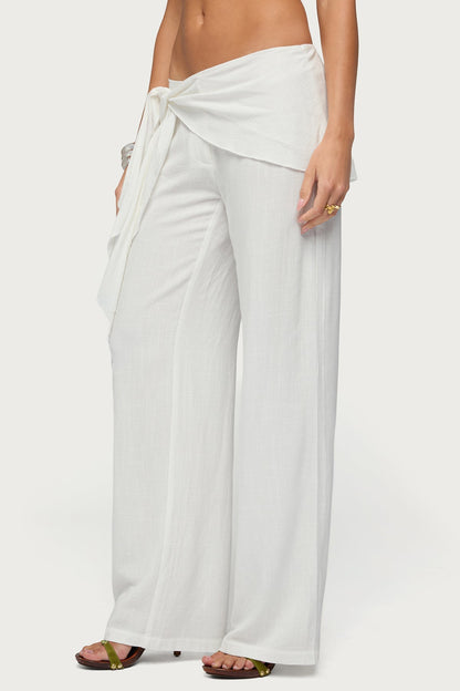 Suki Sarong Belt Linen Look Trousers