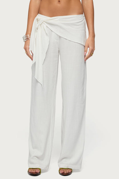Suki Sarong Belt Linen Look Trousers