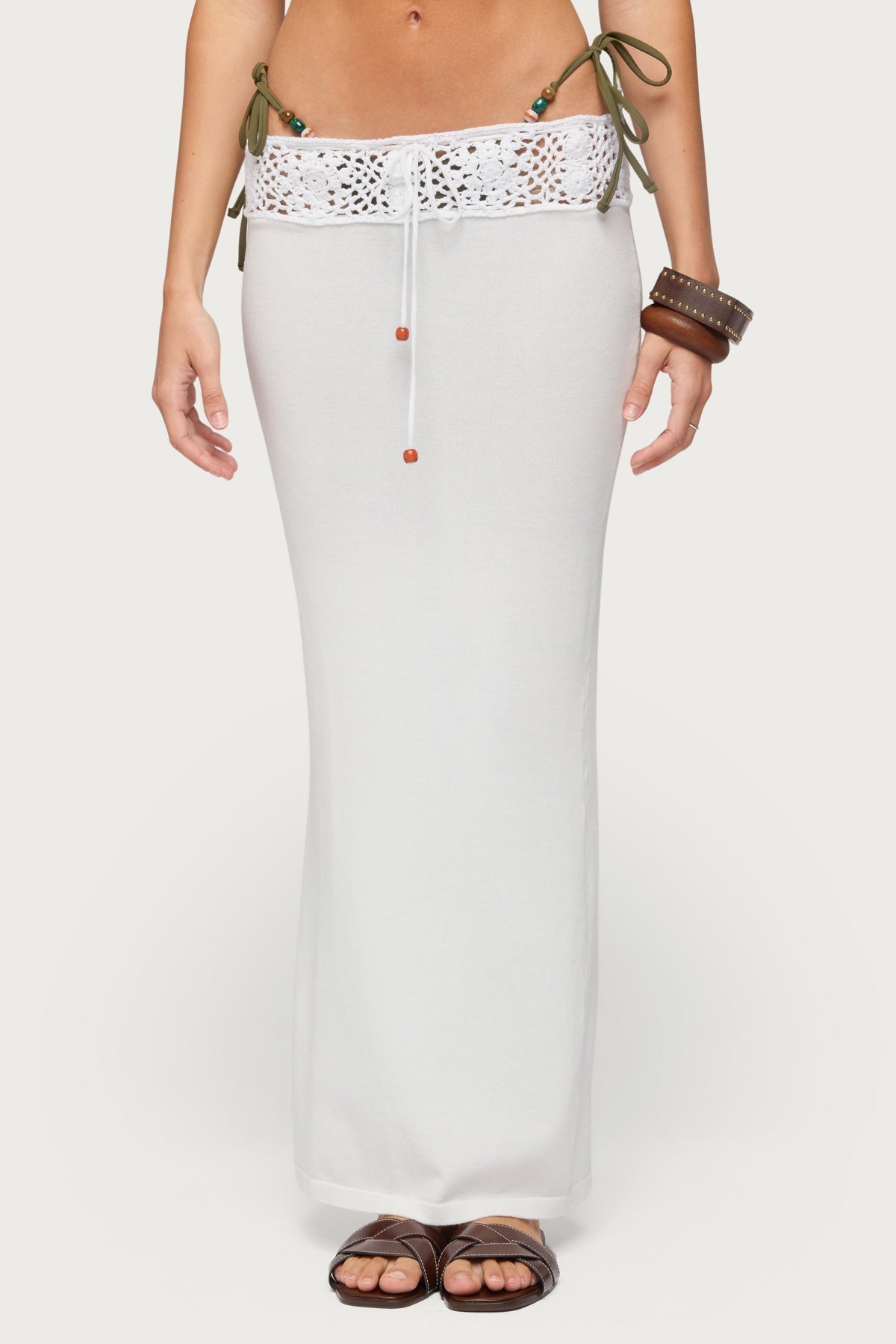 Maven Crochet Waist Knit Maxi Skirt