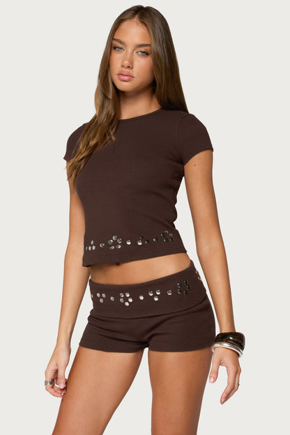 Fontey Studded Ribbed Top