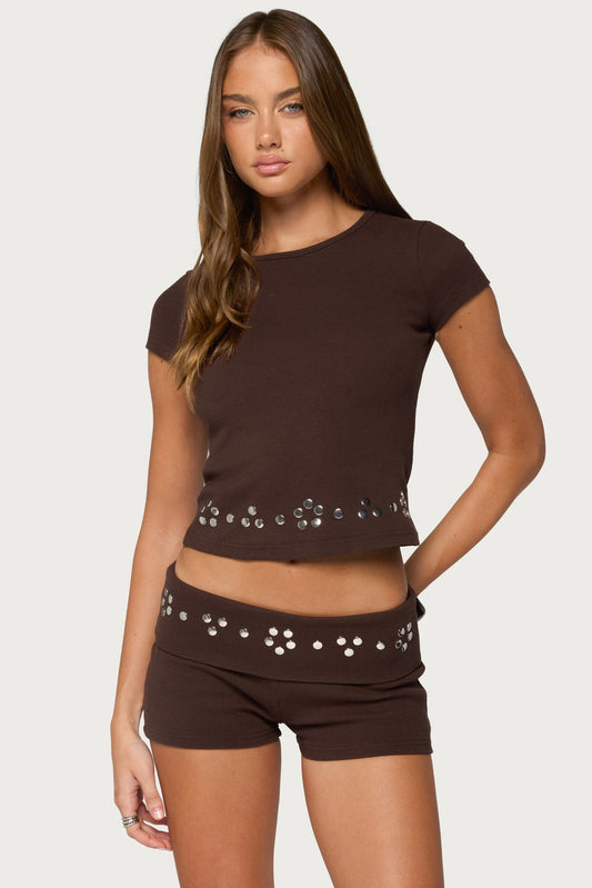 Fontey Studded Ribbed Top