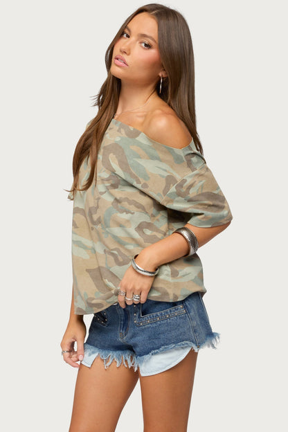 Miltah Camo Off Shoulder Top