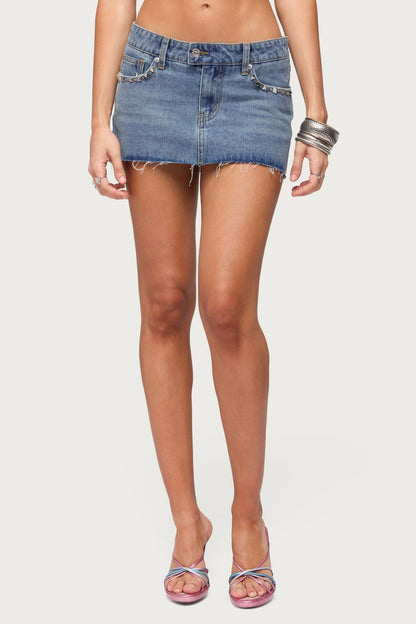 Avielle Studded Denim Micro Skort