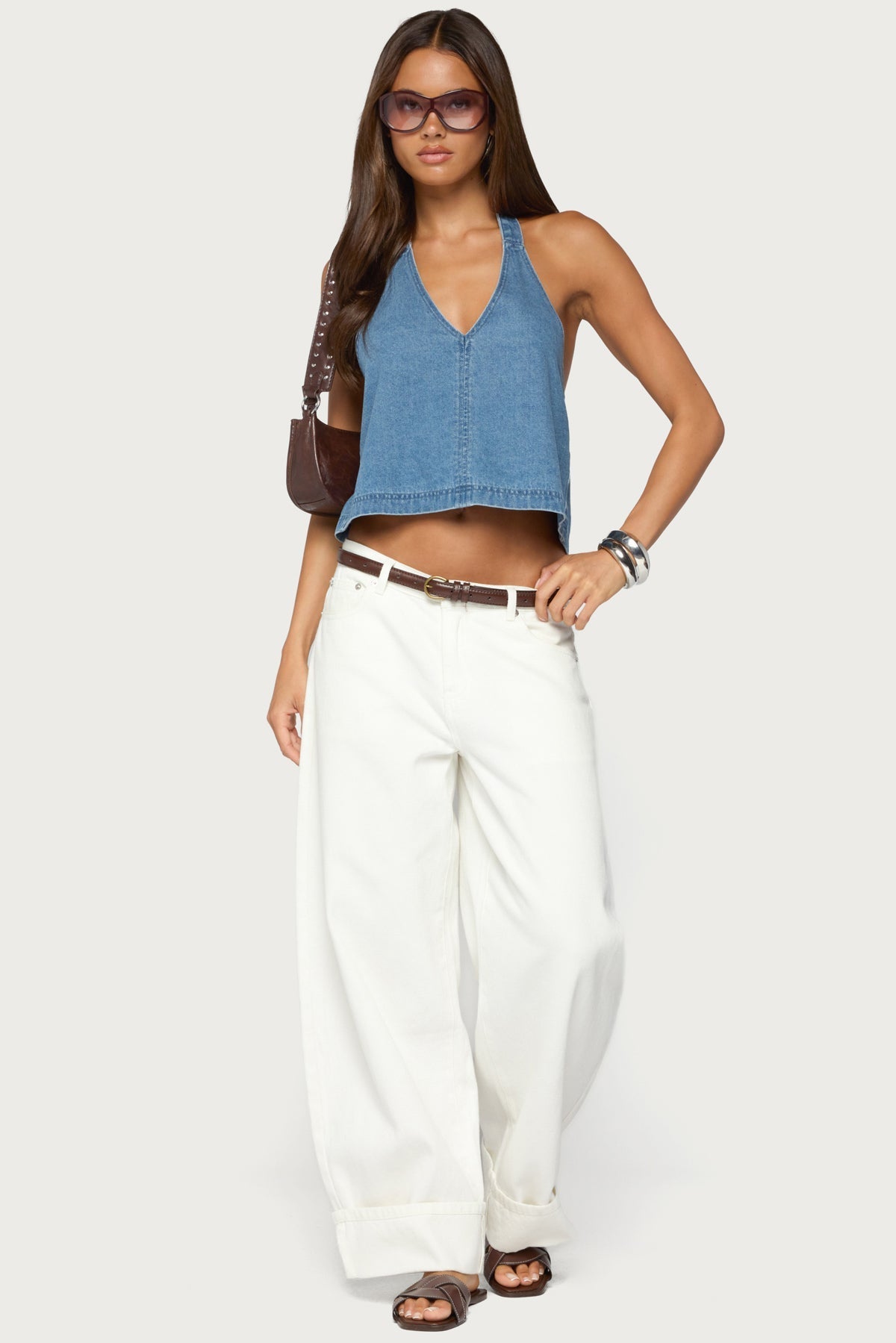 Teddie Backless Denim Halter Top
