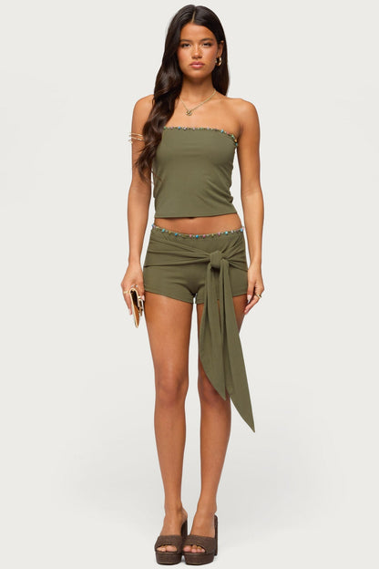 Monroah Bead Strapless Top