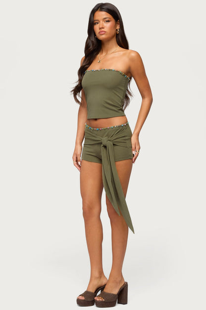 Monroah Bead Strapless Top