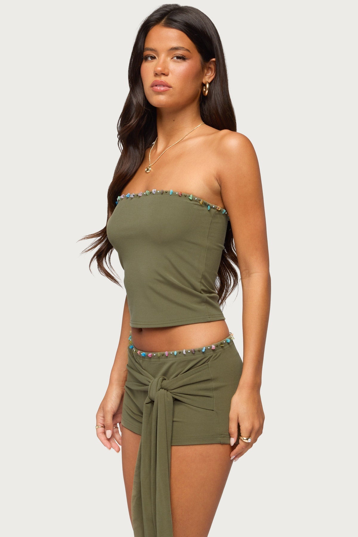 Monroah Bead Strapless Top