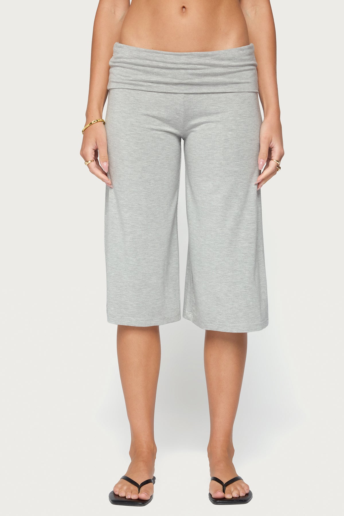 Shirly Wide Leg Foldover Capri Trousers