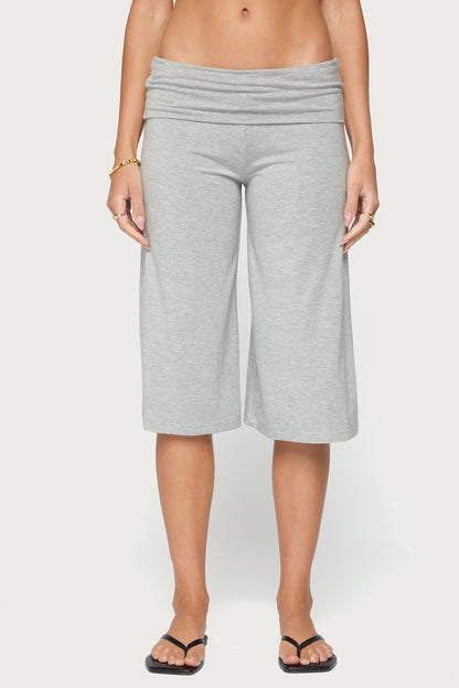 Shirly Wide Leg Foldover Capri Trousers