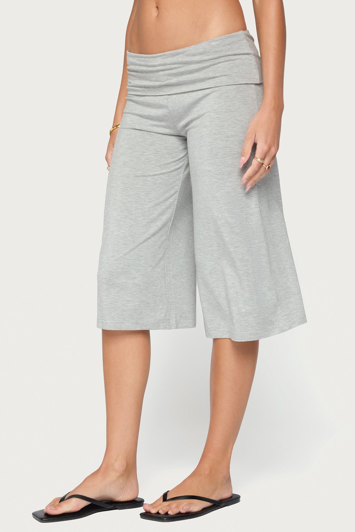 Shirly Wide Leg Foldover Capri Trousers