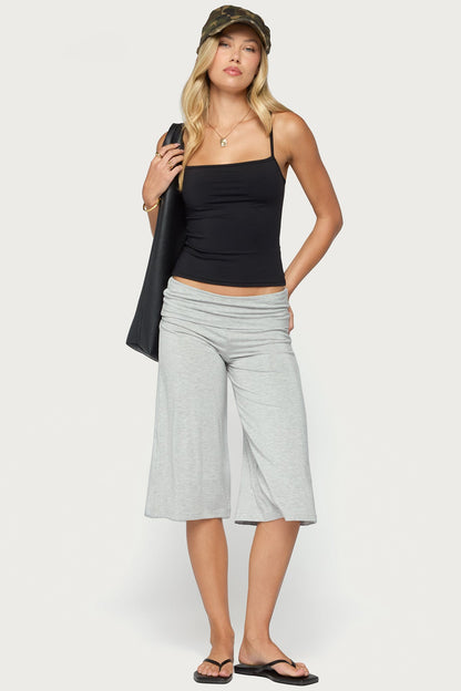 Shirly Wide Leg Foldover Capri Trousers