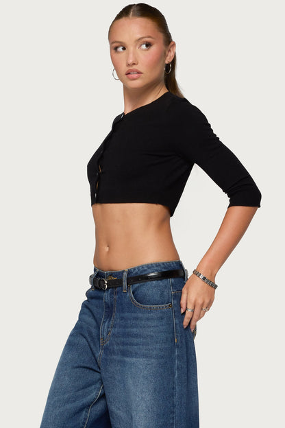 Gilba Button Up Knit Crop Top