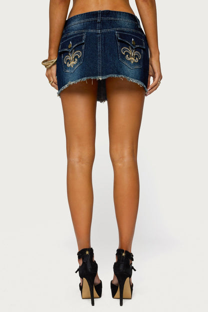 Dreya Embroidered Pocket Denim Mini Skirt