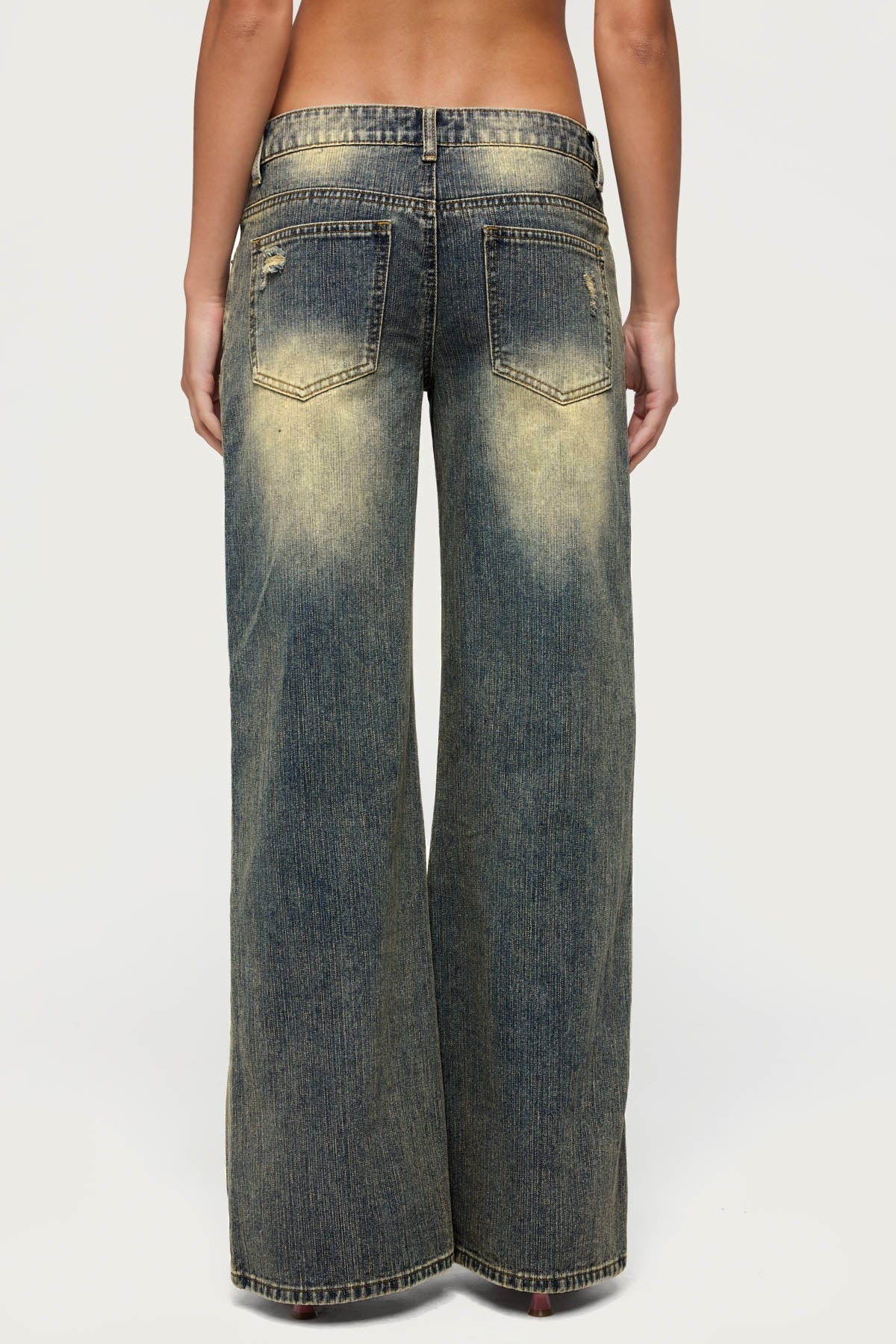 Noor Distressed Low Rise Baggy Jeans