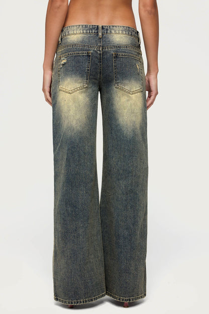 Noor Distressed Low Rise Baggy Jeans