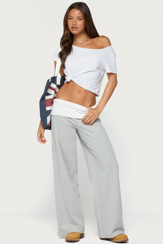 Idha Contrast Foldover Baggy Joggers