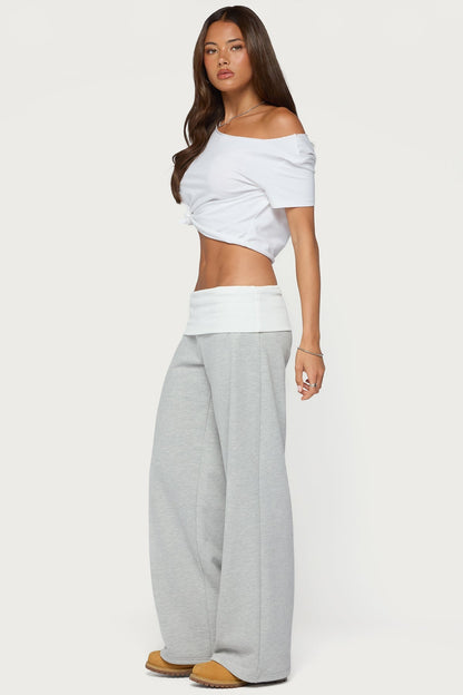 Idha Contrast Foldover Baggy Joggers