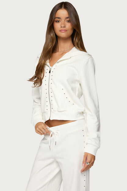 Enid Studded Zip Up Hoodie