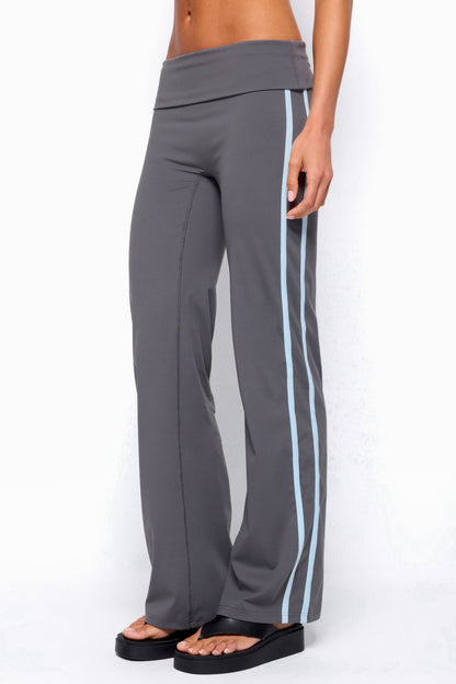 Anica Stripey Mid Rise Foldover Trousers