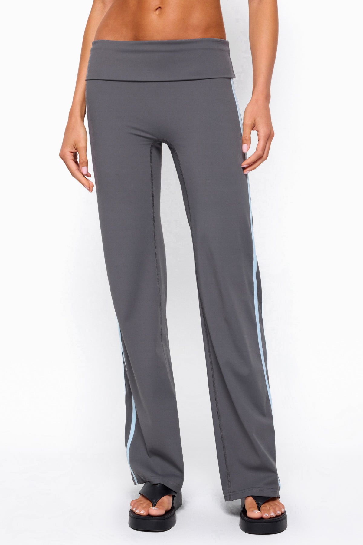 Anica Stripey Mid Rise Foldover Trousers