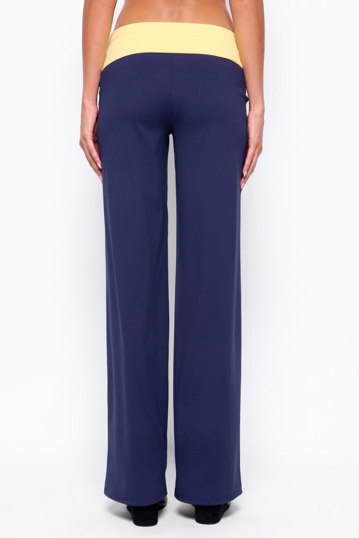 Dayna Contrast Foldover Straight Leg Trousers