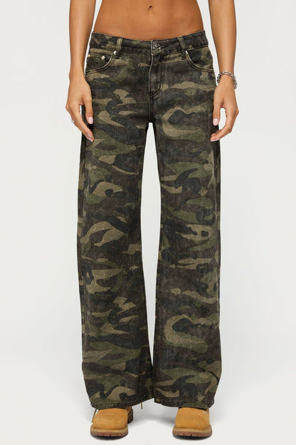 Soya Camo Low Rise Baggy Jeans