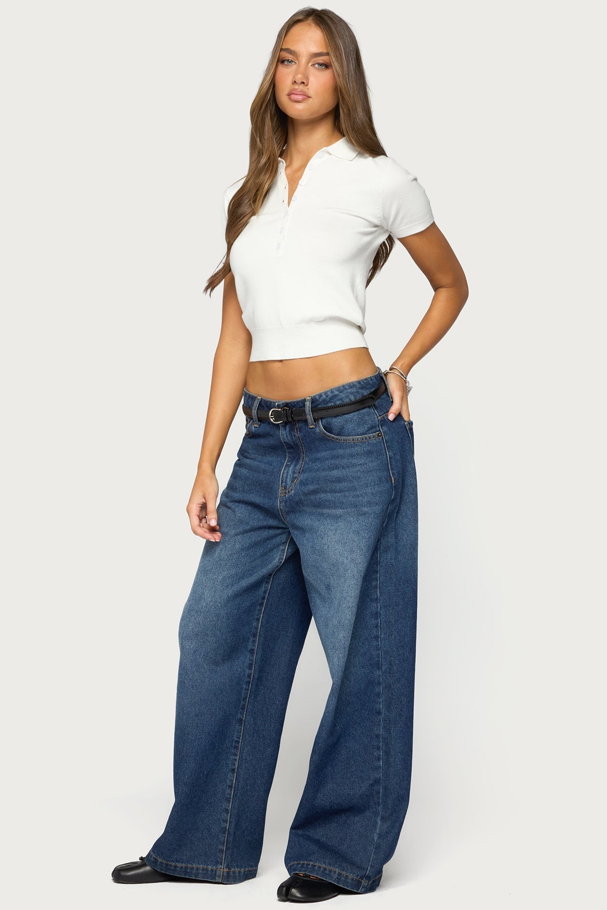 Gaela Collared Knit Henley Top
