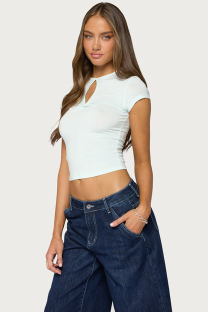 Posea Twist Keyhole Cutout T Shirt