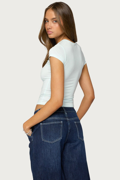 Posea Twist Keyhole Cutout T Shirt