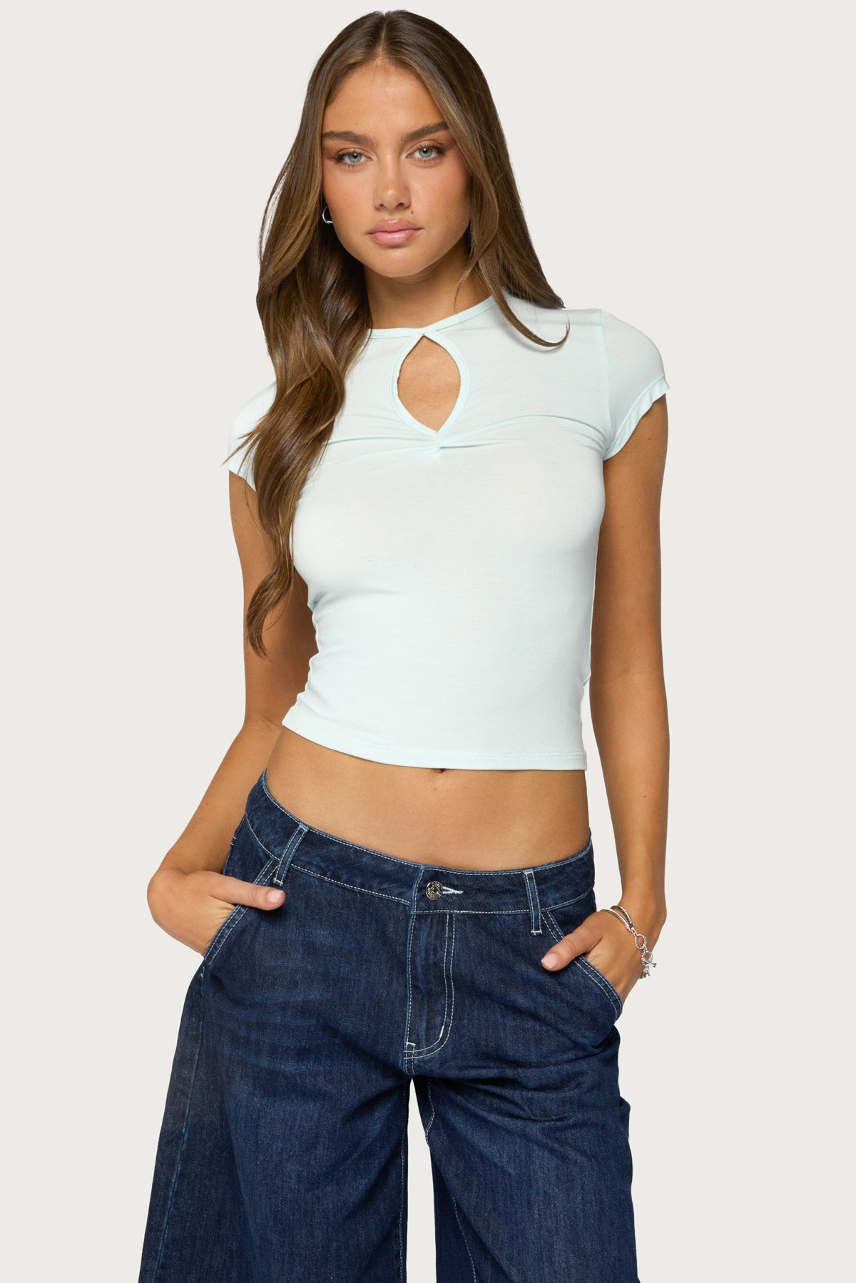 Posea Twist Keyhole Cutout T Shirt