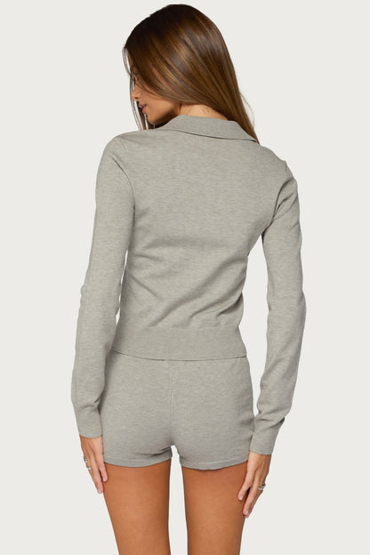 Edele Knit Long Sleeve Polo Top