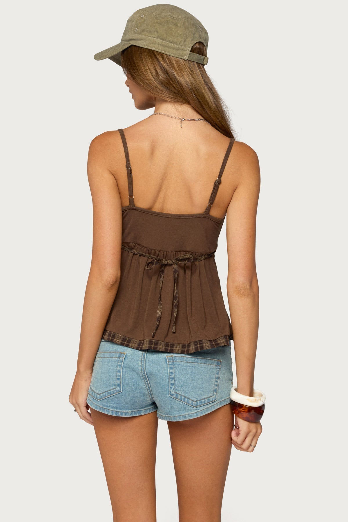 Lissey Plaid Tie Babydoll Top