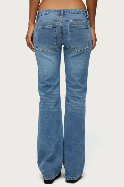 Anola Studded Low Rise Bootcut Jeans